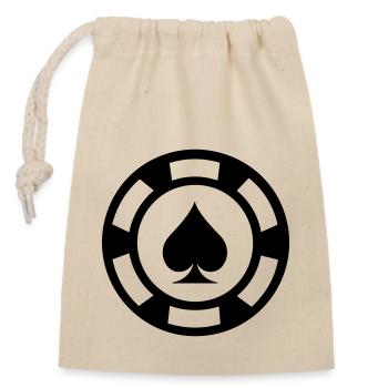 Poker Chip - Closable cotton gift bag (14x20cm) - nature - Front
