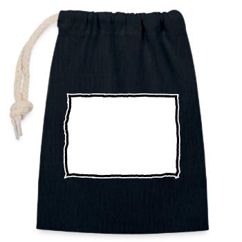Badge nominatif sous forme de tableau - Sac cadeau en coton avec cordon (14 x 20 cm) - bleu marine - Devant