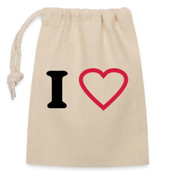 i love - Closable cotton gift bag (14x20cm) - nature - Front