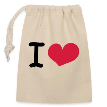i love - Closable cotton gift bag (14x20cm) - nature - Front