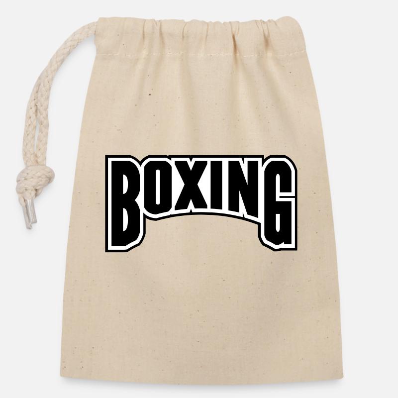 boxing - Verschließbarer Geschenkbeutel aus Baumwolle (14x20cm) - Natur