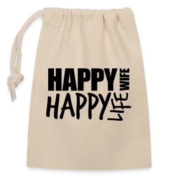 text cool happy wife life wife happy life - Closable cotton gift bag (14x20cm) - nature - Front