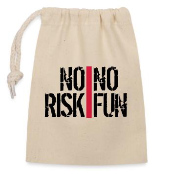 balken streifen spontan schrift no risk no fun spr - Verschließbarer Geschenkbeutel aus Baumwolle (14x20cm) - Natur - Vorne