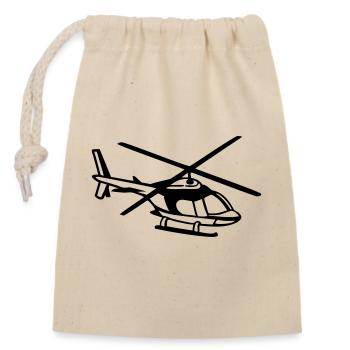 Hubschrauber - Verschließbarer Geschenkbeutel aus Baumwolle (14x20cm) - Natur - Vorne