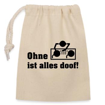 ohne dj - Verschließbarer Geschenkbeutel aus Baumwolle (14x20cm) - Natur - Vorne