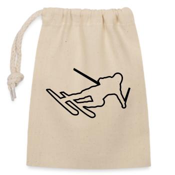 ski - Sac cadeau en coton avec cordon (14 x 20 cm) - nature - Devant