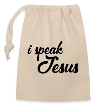 i speak jesus - Closable cotton gift bag (14x20cm) - nature - Front