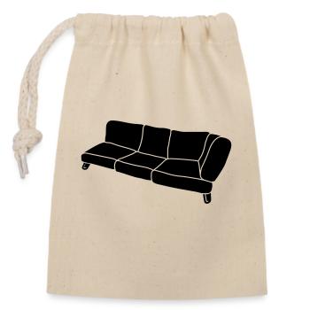 Couch Clipart Design - Verschließbarer Geschenkbeutel aus Baumwolle (14x20cm) - Natur - Vorne