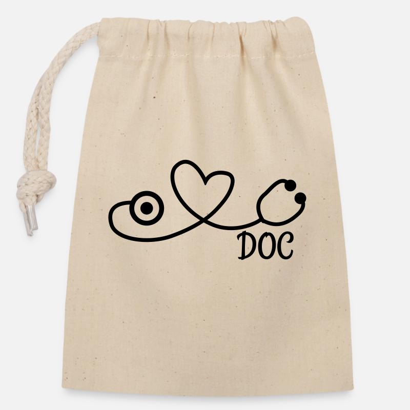 doc docteur médecin - Sac cadeau en coton avec cordon (14 x 20 cm) - nature