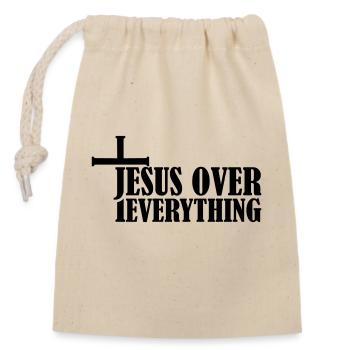 Jesus Over Everything - Verschließbarer Geschenkbeutel aus Baumwolle (14x20cm) - Natur - Vorne