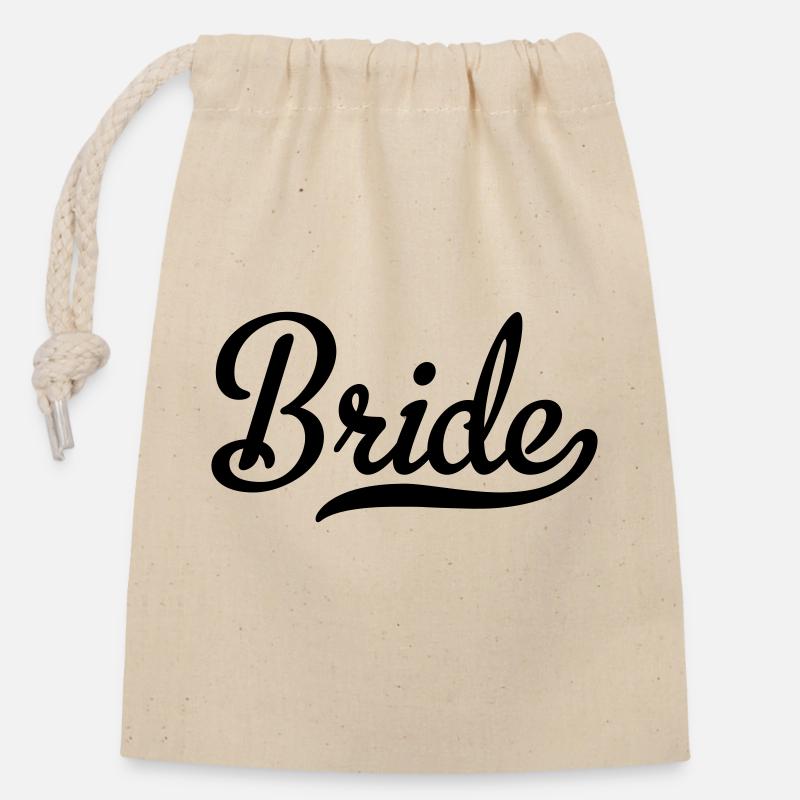 Mariée - Sac cadeau en coton avec cordon (14 x 20 cm) - nature