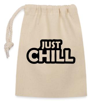 Restez calme Just Chill - Sac cadeau en coton avec cordon (14 x 20 cm) - nature - Devant