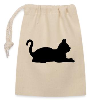 Love lying cat silhouette - Closable cotton gift bag (14x20cm) - nature - Front