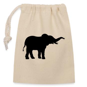 Elephant cool silhouette design - Closable cotton gift bag (14x20cm) - nature - Front