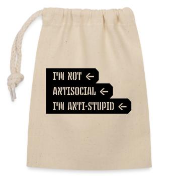 not antisocial anti stupid - Closable cotton gift bag (14x20cm) - nature - Front