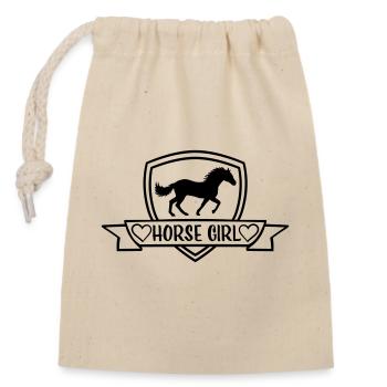 Citation de fille de cheval disant - Sac cadeau en coton avec cordon (14 x 20 cm) - nature - Devant