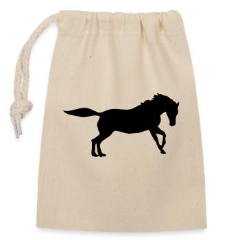 cheval - Sac cadeau en coton avec cordon (14 x 20 cm) - nature - Devant