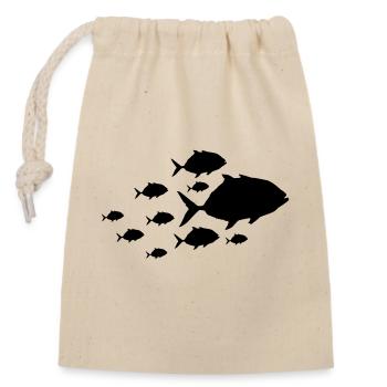 Fish Piranha Silhouette - Closable cotton gift bag (14x20cm) - nature - Front