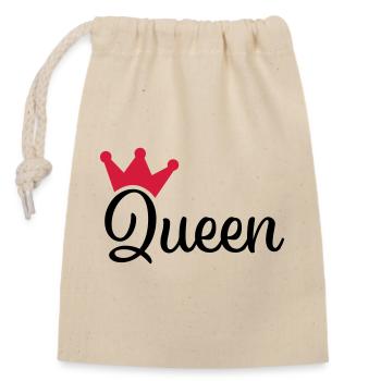 Queen with Crown - Closable cotton gift bag (14x20cm) - nature - Front