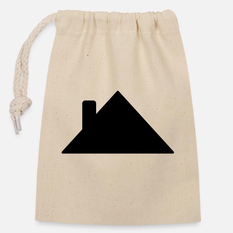 Roof - Closable cotton gift bag (14x20cm) - nature