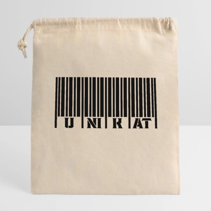 Code-barres unique Sac cadeau en coton avec cordon (14 x 20 cm)