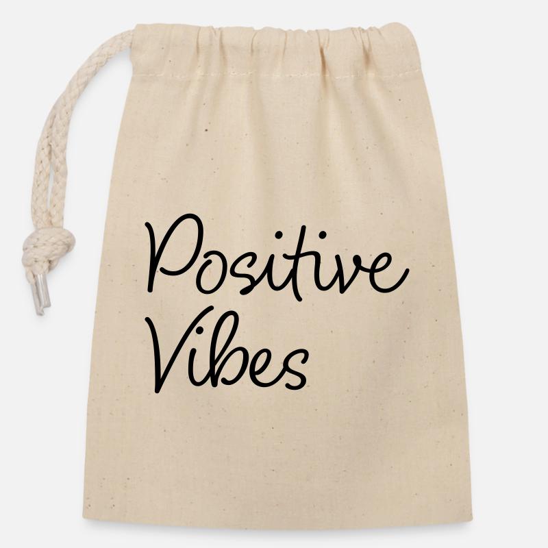 Ondes positives - Sac cadeau en coton avec cordon (14 x 20 cm) - nature