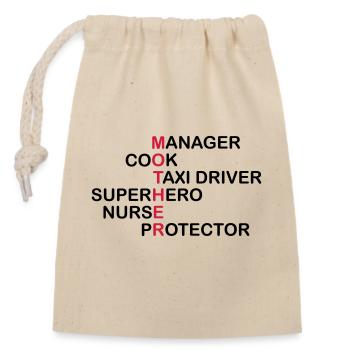 Jobs of a mother - Closable cotton gift bag (14x20cm) - nature - Front