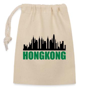 Hong Kong Skyline - Closable cotton gift bag (14x20cm) - nature - Front
