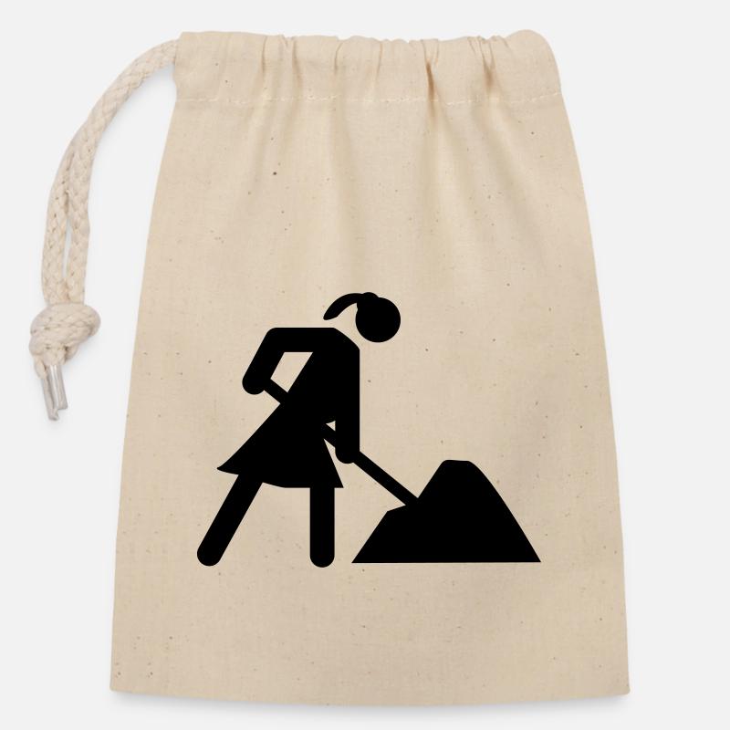 woman - Closable cotton gift bag (14x20cm) - nature