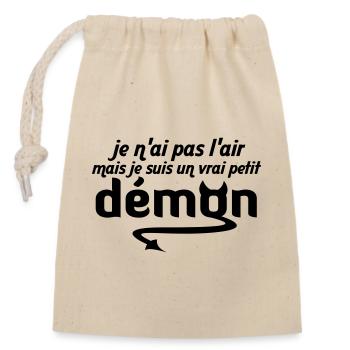 Petit Démon - Sac cadeau en coton avec cordon (14 x 20 cm) - nature - Devant
