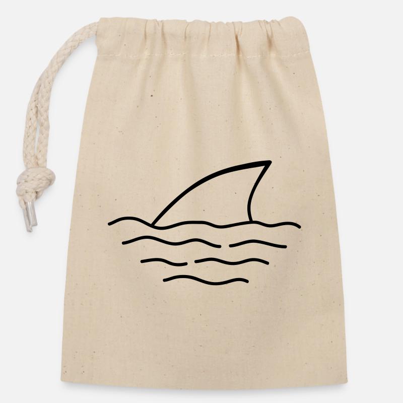shark - Verschließbarer Geschenkbeutel aus Baumwolle (14x20cm) - Natur