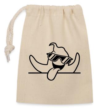 text write space field cool sunglasses grim - Closable cotton gift bag (14x20cm) - nature - Front