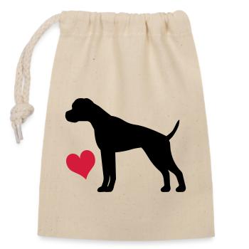 Boxer - Verschließbarer Geschenkbeutel aus Baumwolle (14x20cm) - Natur - Vorne