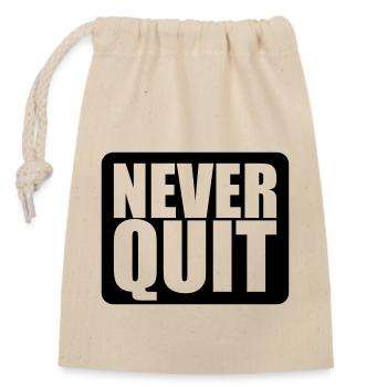 logo never quit button gewinner stars sieger sport - Verschließbarer Geschenkbeutel aus Baumwolle (14x20cm) - Natur - Vorne