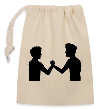 2 amis équipe couple frère poignée de main bienvenue - Sac cadeau en coton avec cordon (14 x 20 cm) - nature - Devant