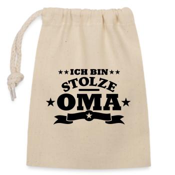 Stolze Oma - Verschließbarer Geschenkbeutel aus Baumwolle (14x20cm) - Natur - Vorne