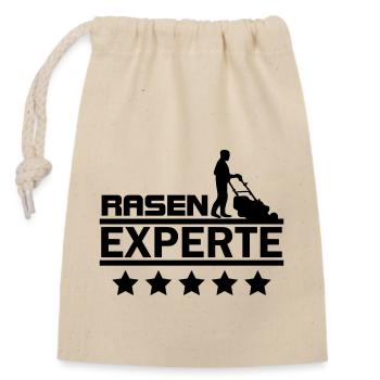 Rasen Experte Platzwart Rasenmähen - Verschließbarer Geschenkbeutel aus Baumwolle (14x20cm) - Natur - Vorne