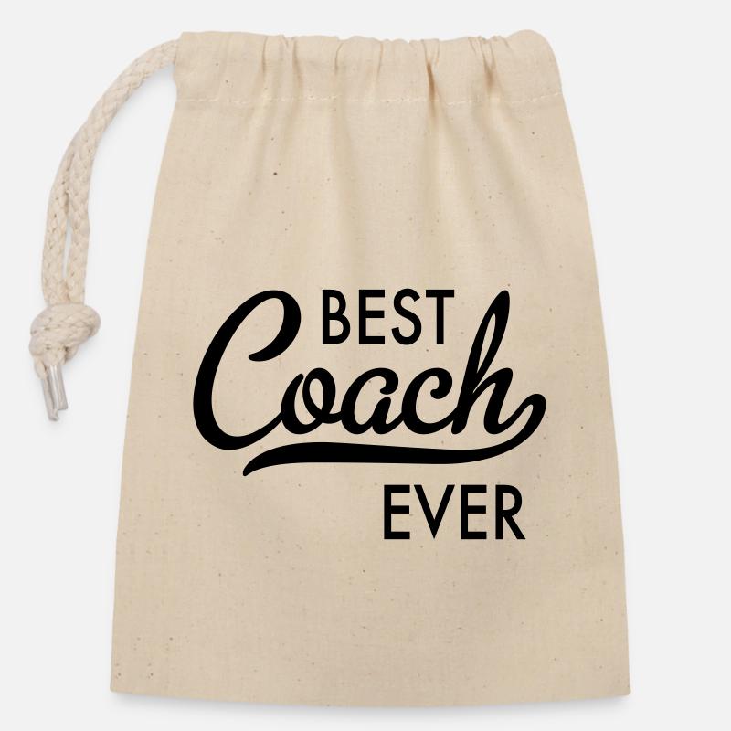 Bester Coach - Verschließbarer Geschenkbeutel aus Baumwolle (14x20cm) - Natur