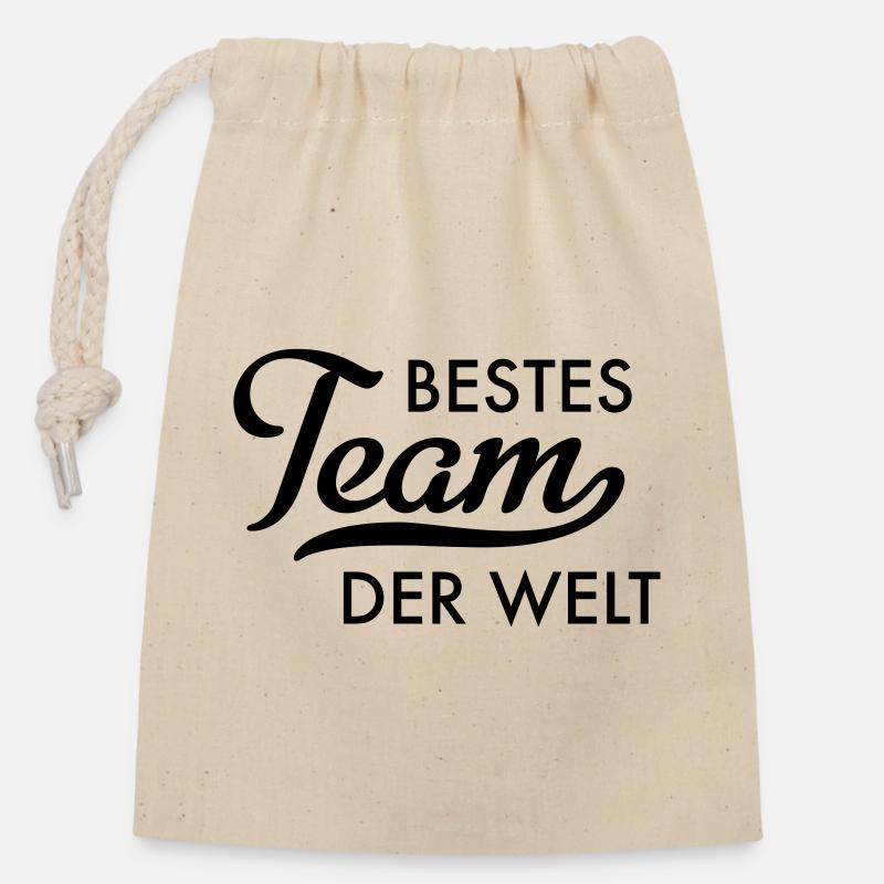 Bestes Team der Welt - Verschließbarer Geschenkbeutel aus Baumwolle (14x20cm) - Natur