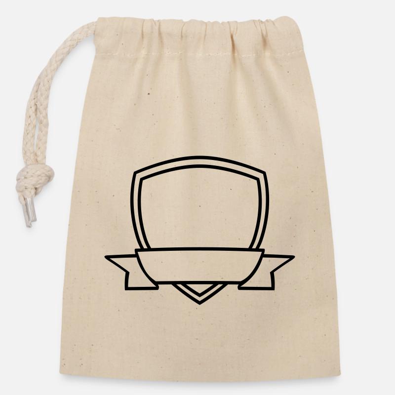 Bouclier de bannière vide - Sac cadeau en coton avec cordon (14 x 20 cm) - nature