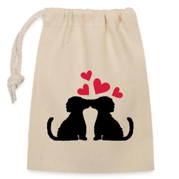 Couple kissing dogs in love - Closable cotton gift bag (14x20cm) - nature - Front