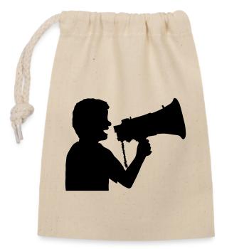 Megaphone Propaganda Man Angry - Closable cotton gift bag (14x20cm) - nature - Front