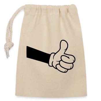 Confirm OK Comic Hand - Closable cotton gift bag (14x20cm) - nature - Front