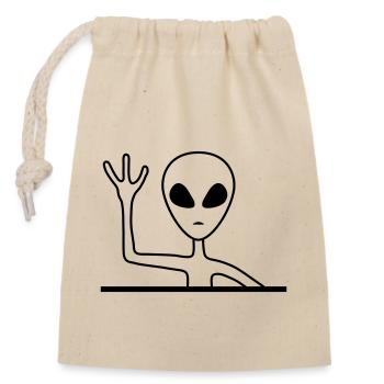 Amical Homme Gris Alien - Sac cadeau en coton avec cordon (14 x 20 cm) - nature - Devant