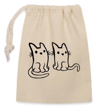 Team 2 Katzen Freunde - Verschließbarer Geschenkbeutel aus Baumwolle (14x20cm) - Natur - Vorne