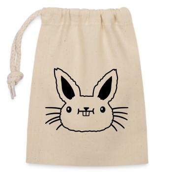Face little kawaii rabbit - Closable cotton gift bag (14x20cm) - nature - Front