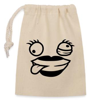 Comic Face Crazy Woman - Closable cotton gift bag (14x20cm) - nature - Front