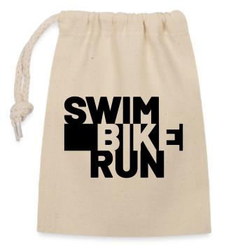 SWIM BIKE RUN - Sac cadeau en coton avec cordon (14 x 20 cm) - nature - Devant