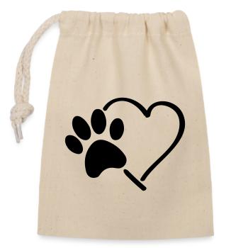 paw heart - Closable cotton gift bag (14x20cm) - nature - Front