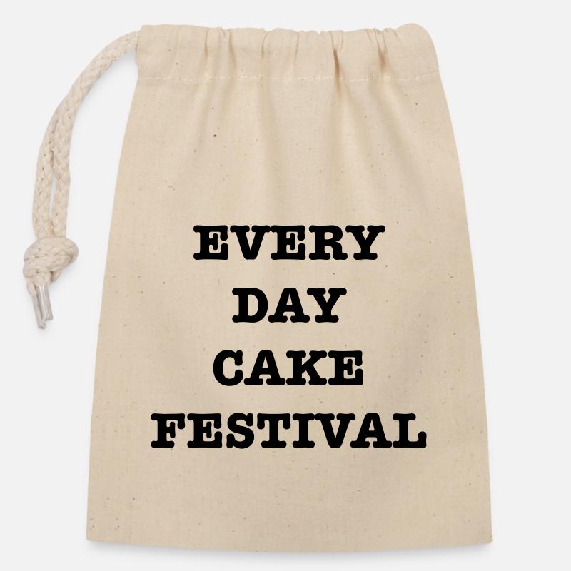 EveryDayCakeFestival - Closable cotton gift bag (14x20cm) - nature